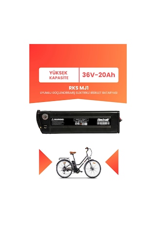Rks Mj1 Uyumlu 36v 20ah Elektrikli Bisiklet Bataryası Siyah