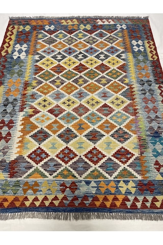 El Dokuma Afgan Kilim 100% Yün Kök Boya Elsanat Eserı İle Harıka Model Desenlı Çok Renkli