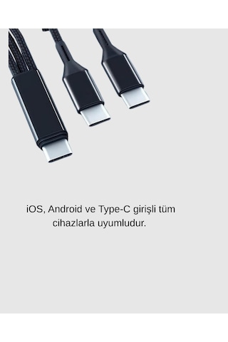 3 Ü 1 Arada Şarj Kablosu Type-c İos Android Uyumlu Hızlı Ve Güvenli Şarj - Lisinya