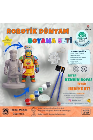 Codlaı Kids Robotik Dünyam 3d Boyama Seti - Çocuklar İçin Eğitici Yaratıcı Oyuncak Boyama Kiti - Aşçı Robot