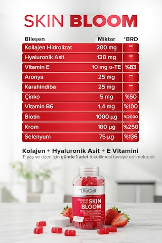 Life Cell Skin Bloom Takviye Edici Gıda 60 Çignenebilir Jel