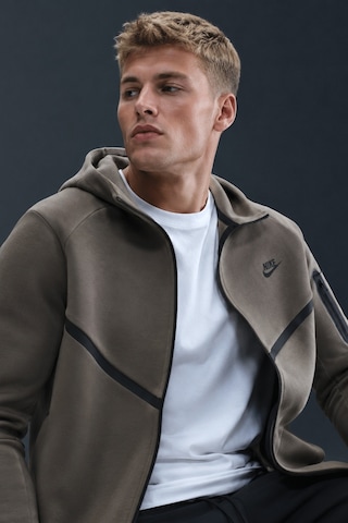 Nike Tech Fleece Full Zip Windrunner Hoodie Kapüşonlu Unisex Sweatshirt Kahverengi