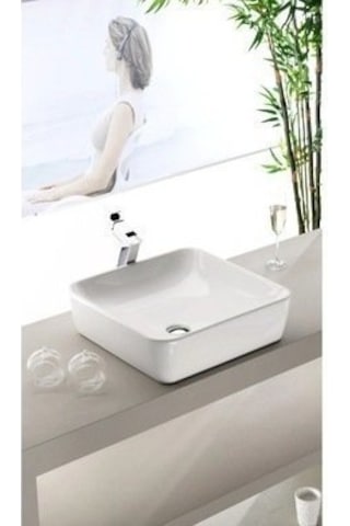 Turkuaz Seramik One 46 x 46 CM Tezgah Üstü Kare Çanak Lavabo