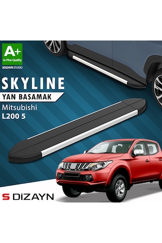 S-dizayn Mitsubishi L200 5 Makyajlı Skyline Aluminyum Yan Basamak 203 Cm 2019-2023 A+ Kalite