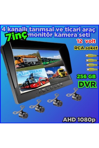 7 İnç Dvr Monitör Ve 4 Adet Ahd 1080p Kelebek Kamera Seti 12 Volt