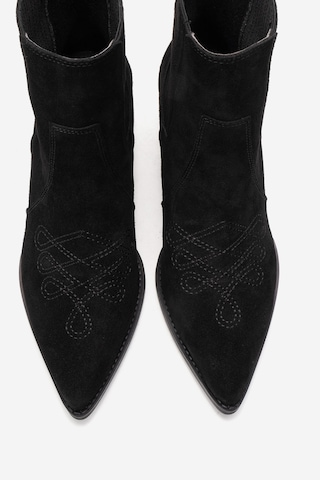 Luvishoes Julıeta Siyah Süet Hakiki Deri Kadın Western Bot Siyah