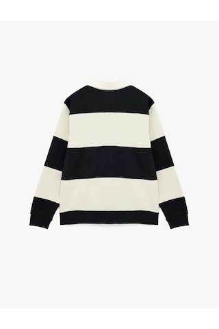 Koton Renk Bloklu Polo Yaka Lacivert Erkek Sweatshirt 6wam70067mk Lacivert