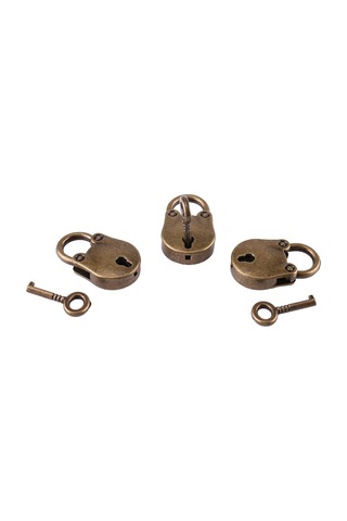 Konesam Klasik Züccaciye Ayna Kilitleri - Ayı Desenli 3'lü Set 3 Anahtar + 3 Kilit Yeşil Antik Bronz Rengi