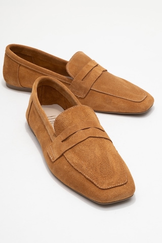 Luvishoes Luvi Shoes Morne Taba Süet Hakiki Deri Kadın Loafer Ayakkabı Taba Süet