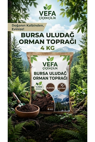 Bursa Uludağ Katkısız Orman Toprağı 4 Kg - Doğal & Elenmiş İç Ve Dış Mekan Bitki Toprağı