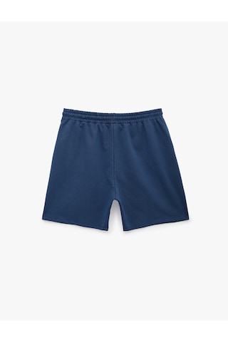 Koton Pamuklu Cepli Straight Fit Beli Bağcıklı Baskılı Spor Şort Lacivert 6sam40142nk