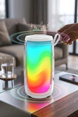 Premium Torima Bluetooth Hoparlör Rgb Işıklı Bts-1953 Beyaz Kamp Ofis Piknik