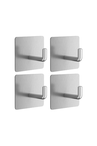 4 Adet Duvara Monte Kanca 304 Paslanmaz Çelik Asma Kancaları Mutfak Banyo Yatak Odası İçin Gümüş