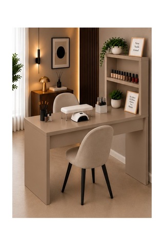 Pudra Manikür Masası Makyaj Masası Protez Tırnak Masası Çok Amaçlı Masa %100 Mdf Krem