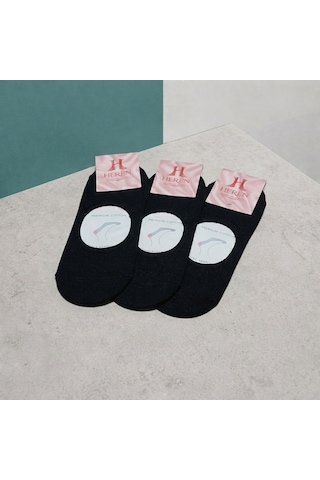 Heren Socks Heren 3'lü Bambu Görünmez Kadın Babet Çorap Siyah