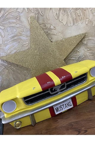 Işıklı Mustang Duvar Obje Araba Sarı Kırmızı