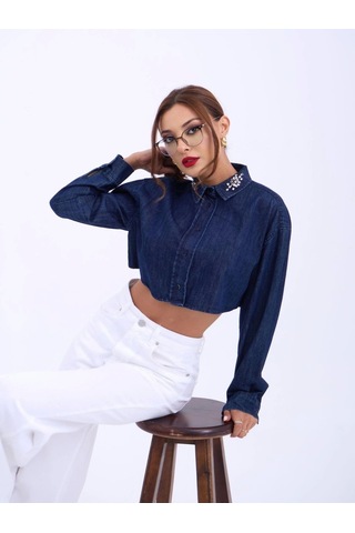 Defymoda 6603 Kot Bluz-mavi Mavi