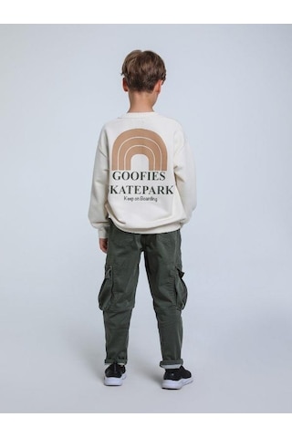 Jack Lions Erkek Çocuk Keep On Yazılı İnce Şardonlu 3 İplik Sweatshirt-14267 Krem
