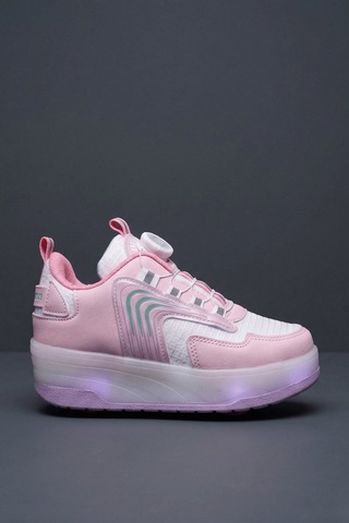 Muggo Flow Çocuk Işıklı Patenli Tekerlekli Sneaker Spor Ayakkabı Pudra