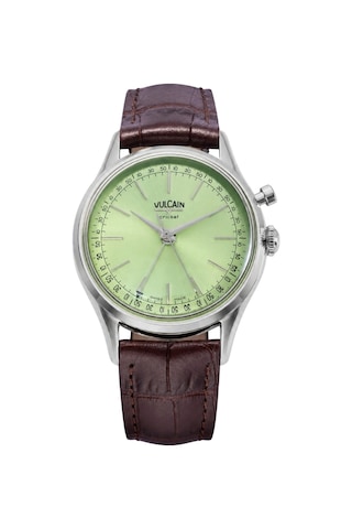 Vulcain Cricket President 39mm Pistachio Green Sapphire Caseback Limitli Üretim Mekanik Alarm Erkek Metalik