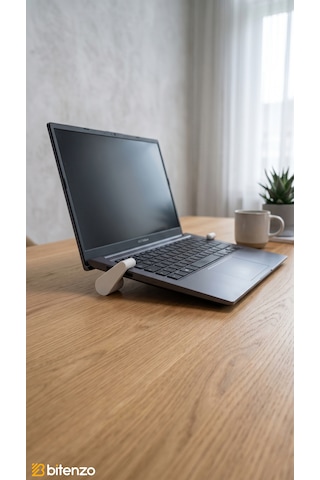 Minimalist Yuvarlak Tasarım Mini Laptop Standı - 2'li Set Taşınabilir Ergonomik Yükseltici - Beyaz