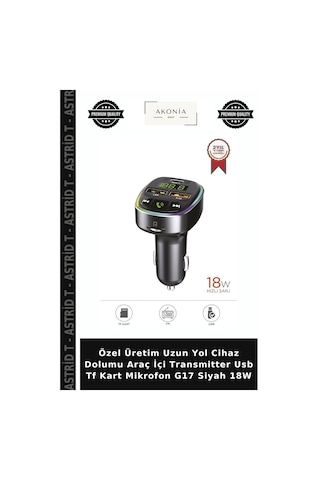 Özel Üretim Uzun Yol Cihaz Dolumu Araç İçi Transmitter Usb Tf Kart Mikrofon G17 Siyah 18w