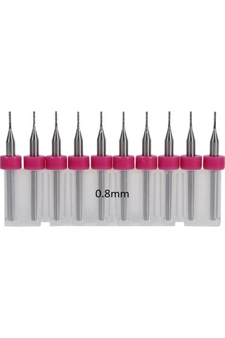 Tungsten Karbür Pcb Kesme Cnc Freze Ahşap İşleme 0.8mm 10 Adet