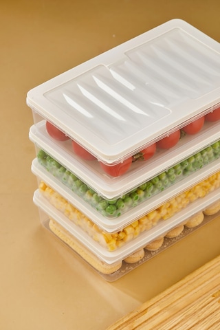 Multi Box 4 Lü Set Saklama Kabı Seti - Dondurucu & Mikrodalga Uyumlu Krem