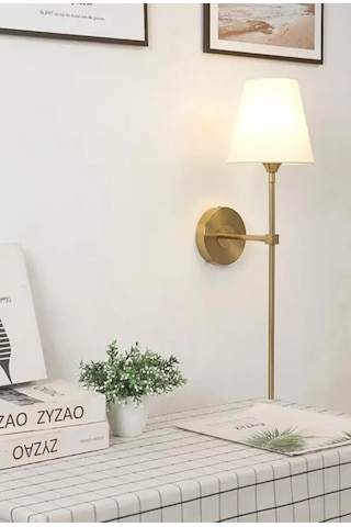 Duvar Aplik Krem Abajur Eskitme Gold Sarı Modern Tasarım Elektrik Ile Çalışır Gold