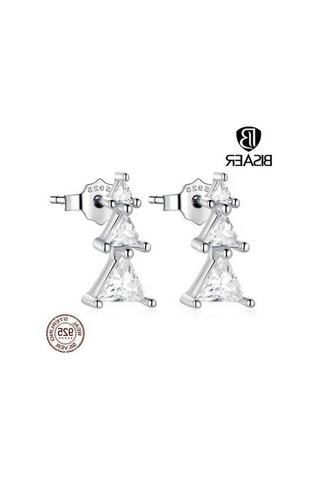 Novahub Noel Ağacı Tasarımı 925 Ayar Gümüş Köpüklü Zirkon Küpe, Kadınlar İçin Zarif Takı, Bısaer Marka Gümüş