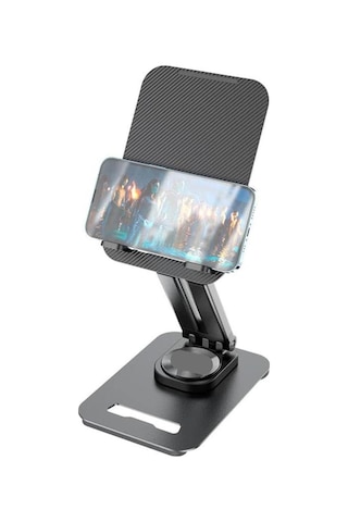 Jx-035 Siyah 360 Derece Dönebilen Katlanabilir, Yükseklik Ayarlı Masaüstü Telefon Ve Tablet Standı Metal Tablet / Siyah