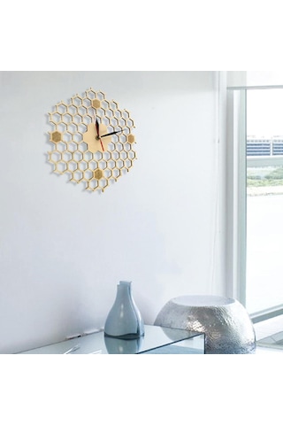 Homyl Altıgen Ahşap Duvar Saati Sessiz Kuvars Saatleri Oturma A A