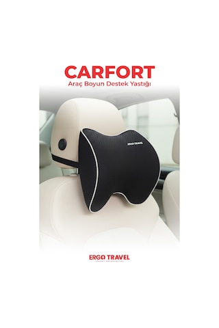 Viscofoam Carfort Büyük Visco Araç Boyun Yastığı – Ortopedik Oto Koltuk Boyun Desteği Siyah - Ergo Travel