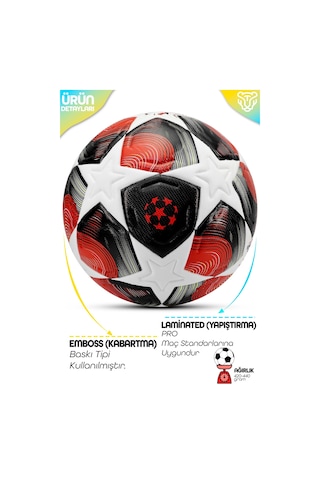 Pro-series Pu Futbol Topu Lazer Kesim Şampiyonlar Beton Halı Saha Resmi Maç Futbol Topu Kırmızı 520 Kırmızı