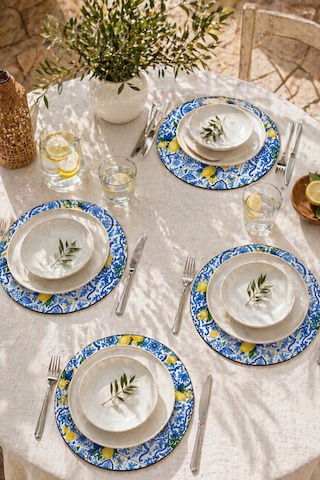 Motifli Ve Limon Desenli 4lü Supla Set 30 Cm Mdf Uv Baskı Çok Renkli