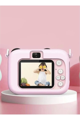 Mini 1080p Hd Çocuk Kamera Dijital Fotoğraf Makinesi 2.0 Inç Ekran 5 Adet Oyun Pembe