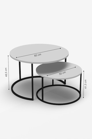 Orta Sehpa Bade İkili Lüx Yan Sehpa Masa Bendir Siyah