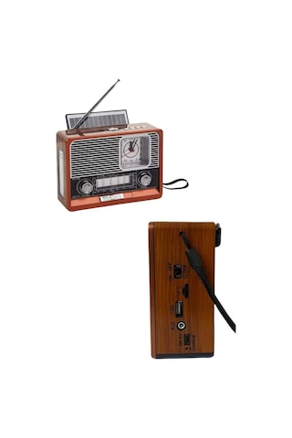 Vintage Nostaljik Radyo Aux Usb Sd Kart Girişli Şarjlı Bluetooth Bağlantılı
