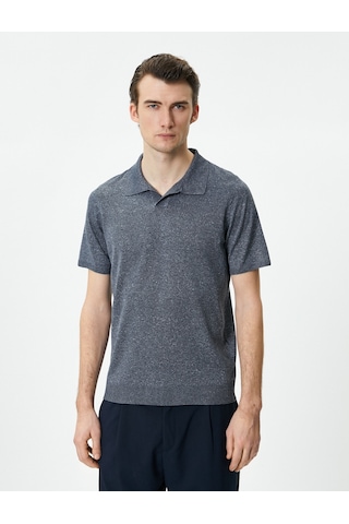 Koton Polo Yaka Triko Kazak Slim Fit Kısa Kollu Kırçıllı Lacivert 4sam70008ht Lacivert