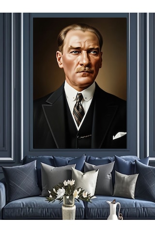 Ahşap Tablo Gerçekçi Atatürk Yüzü Portresi