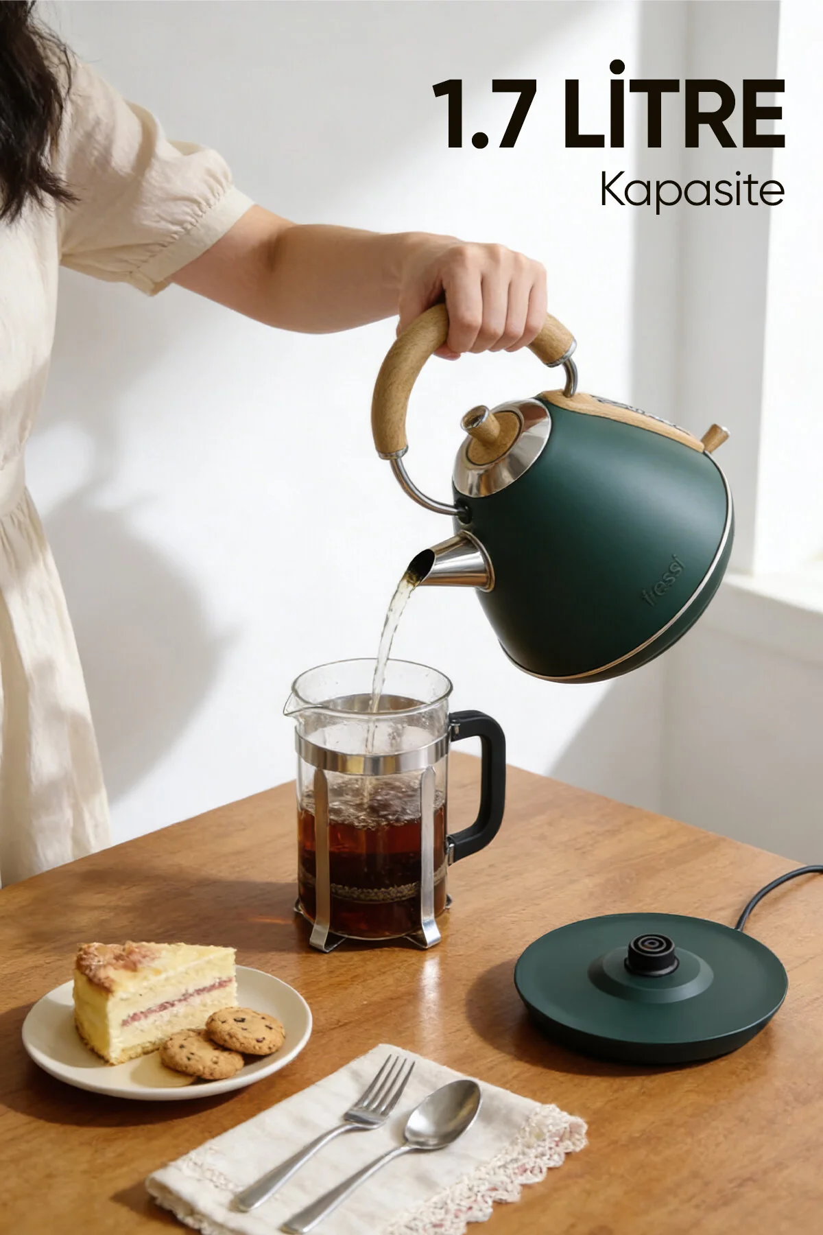 Fressi FR-KT07 Retro Mavera 1,7 L Ahşap Kulp Detaylı Kettle Su Isıtıcısı (İthalatçı Garantili)