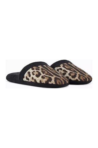 Dolce & Gabbana Casa Unisex Leopar Desenli Terlik, Pamuklu, Yumuşak Doku & Rahat Kahverengi