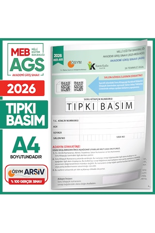 2026 Meb Ags Ösym Çıkmış Soru Tıpkı Basım Kitapçığı Çözümlü Türkiye Geneli Deneme