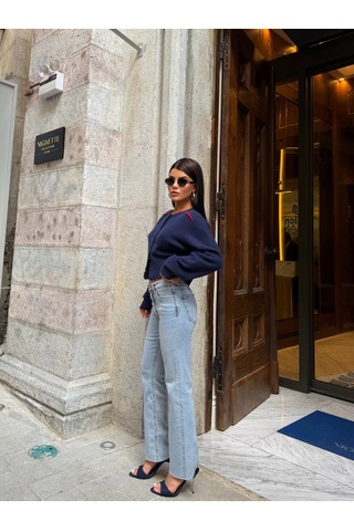 Out Of Standart Kadın Cropped Flare Normal Bel Kot Pantolon İce Blue