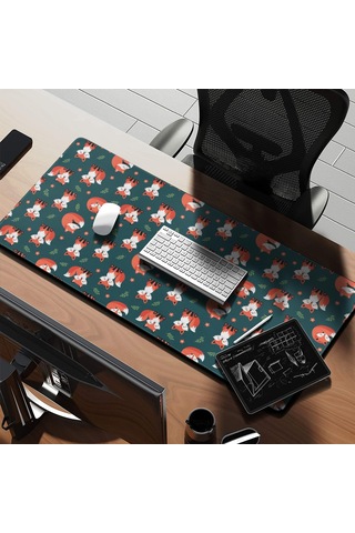 Fox Büyük Oyun Mouse Pad 35.4x15.7 Inch,kaymaz Kauçukmasaüstü, Dizüstü Ve Kablosuz Fare İçin-a10