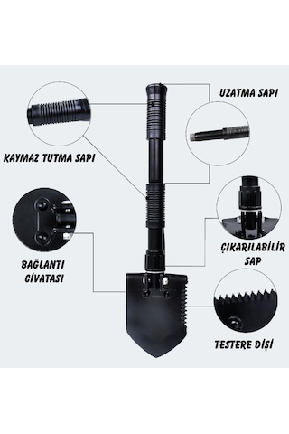 Nurgaz Kamp Katlanır Kürek Siyah