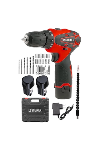 Steiner Titan 36 V Çift Akülü Şarjlı Vidalama Matkap Kırmızı +Set