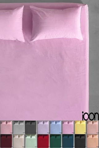İqon Ranforce Dokuma Lastikli Çarşaf Takımı Çift Kişilik - 21 Renk Pembe