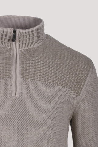 Erkek Triko Yarım Fermuarlı Bej Slim Fit Desenli Pamuklu Knitwear Ncs Jeans 3709 Bej