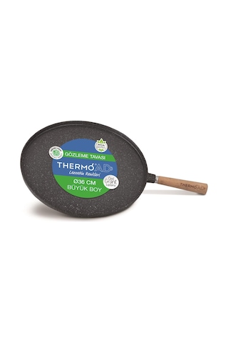 Thermoad Gözleme Tavası 36 CM Ahşap Saplı Gri